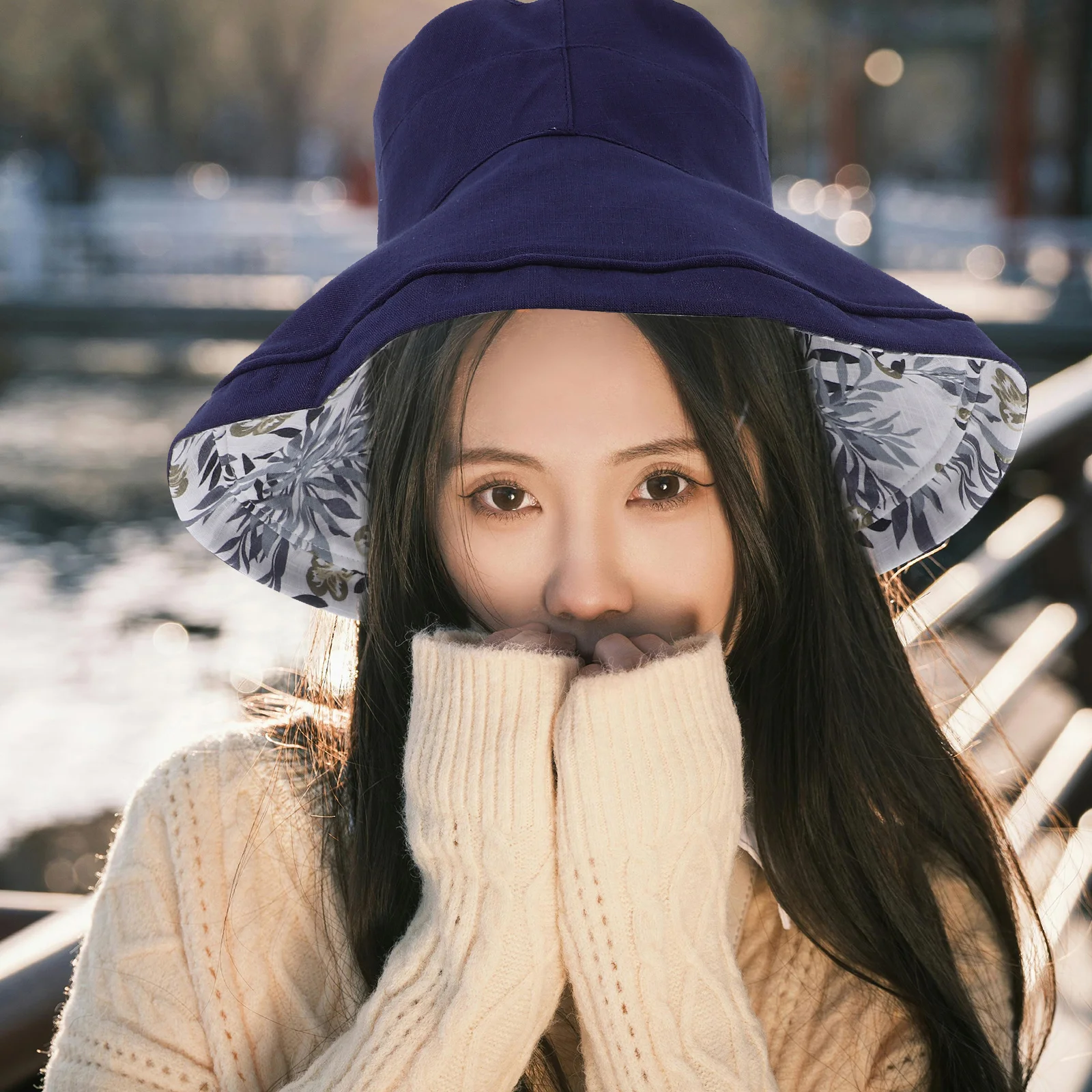 

Sun Protection Bucket Hat UV Breathable Summer Fisherman Reversible Beach Outdoor Lightweight Women Girls Travel Photo Prop