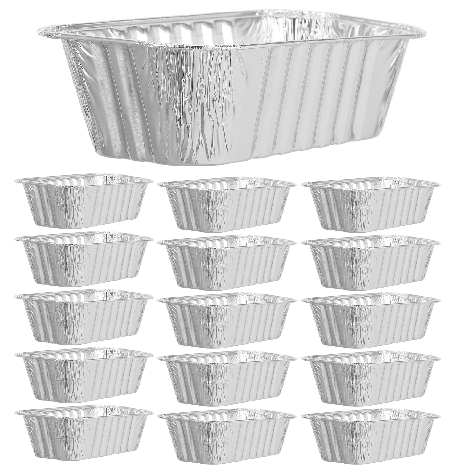 

50pcs Aluminum Foil Bread Pan Reusable Long Lasting Home Baking Cake Mold Loaf Containers Tin For Oven Use