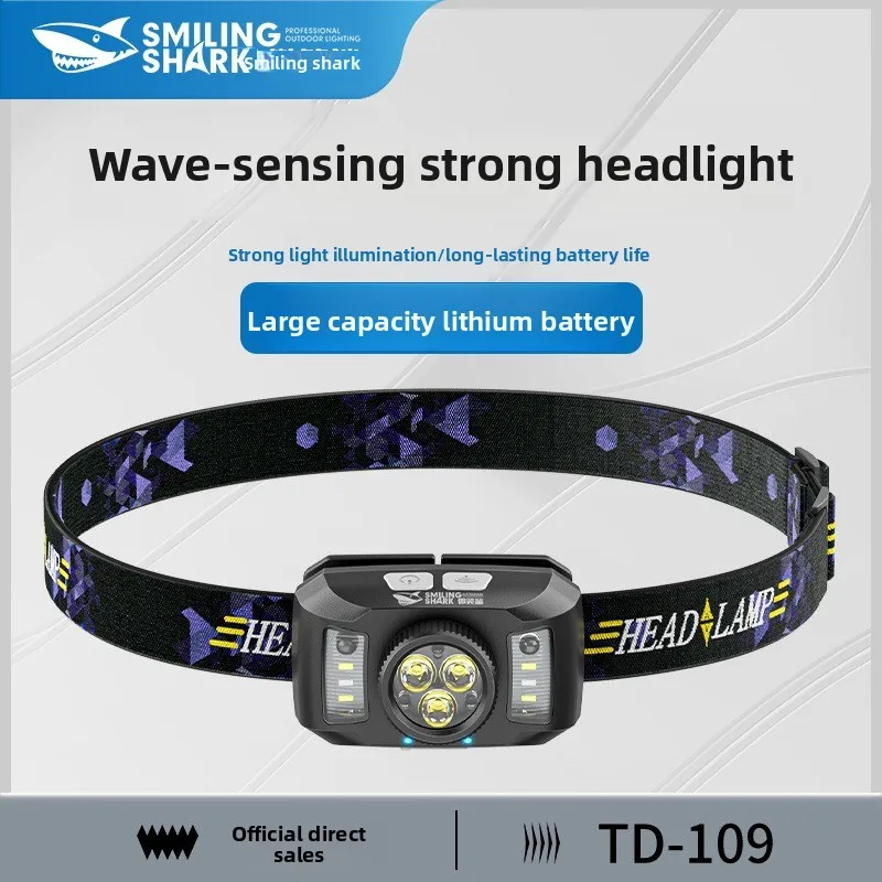 New Outdoor Fishing Induction Headlight Strong Light Long Battery Life USB Rechargeable Waterproof Compact for Home Emergency Us