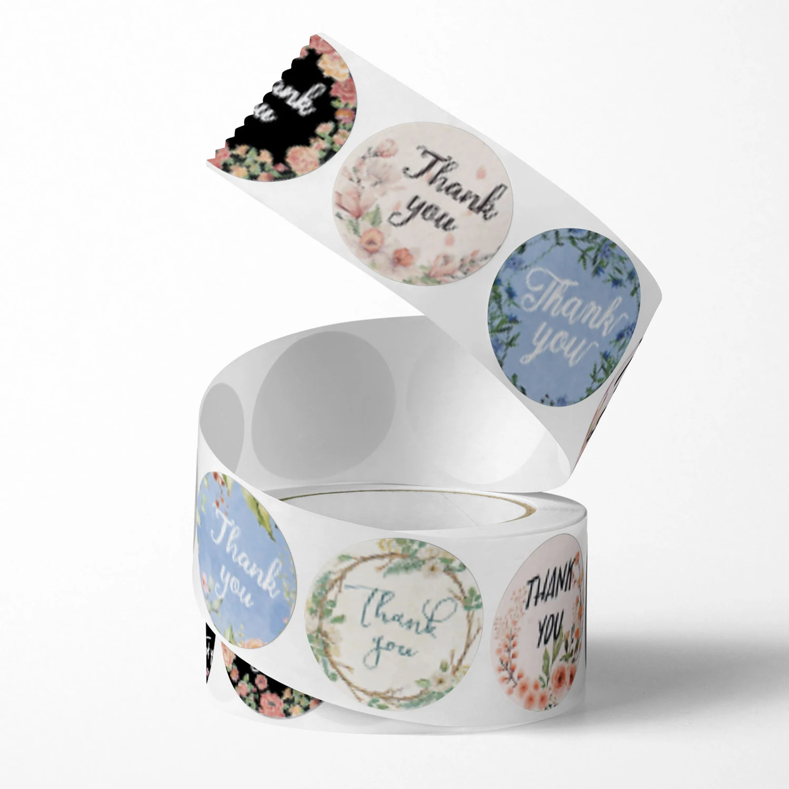 Floral Design Thank You Seal Sticker With Classic Round Floral Patterns Sticker for Seal Label Scrapbooking