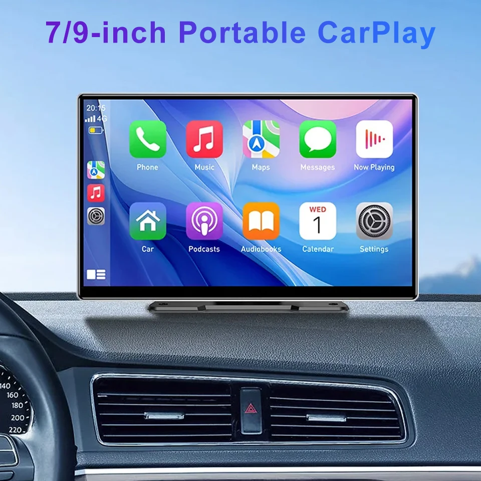 7 "/9" بوصة المحمولة اللاسلكية Carplay أندرويد السيارات شاشة HD راديو السيارة الوسائط المتعددة MP5 مشغل فيديو الخلفية عكس الكاميرا DVR #1