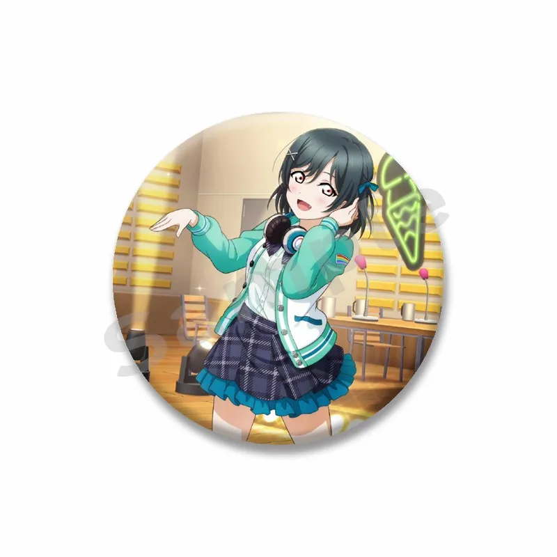 Love Live Sunshine Anime Badge Kawaii Cartoon Girl Hanamaru Dia Yoshiko Riko Ohara Mari Kanan Brooch Pins Hat Bag Accessories