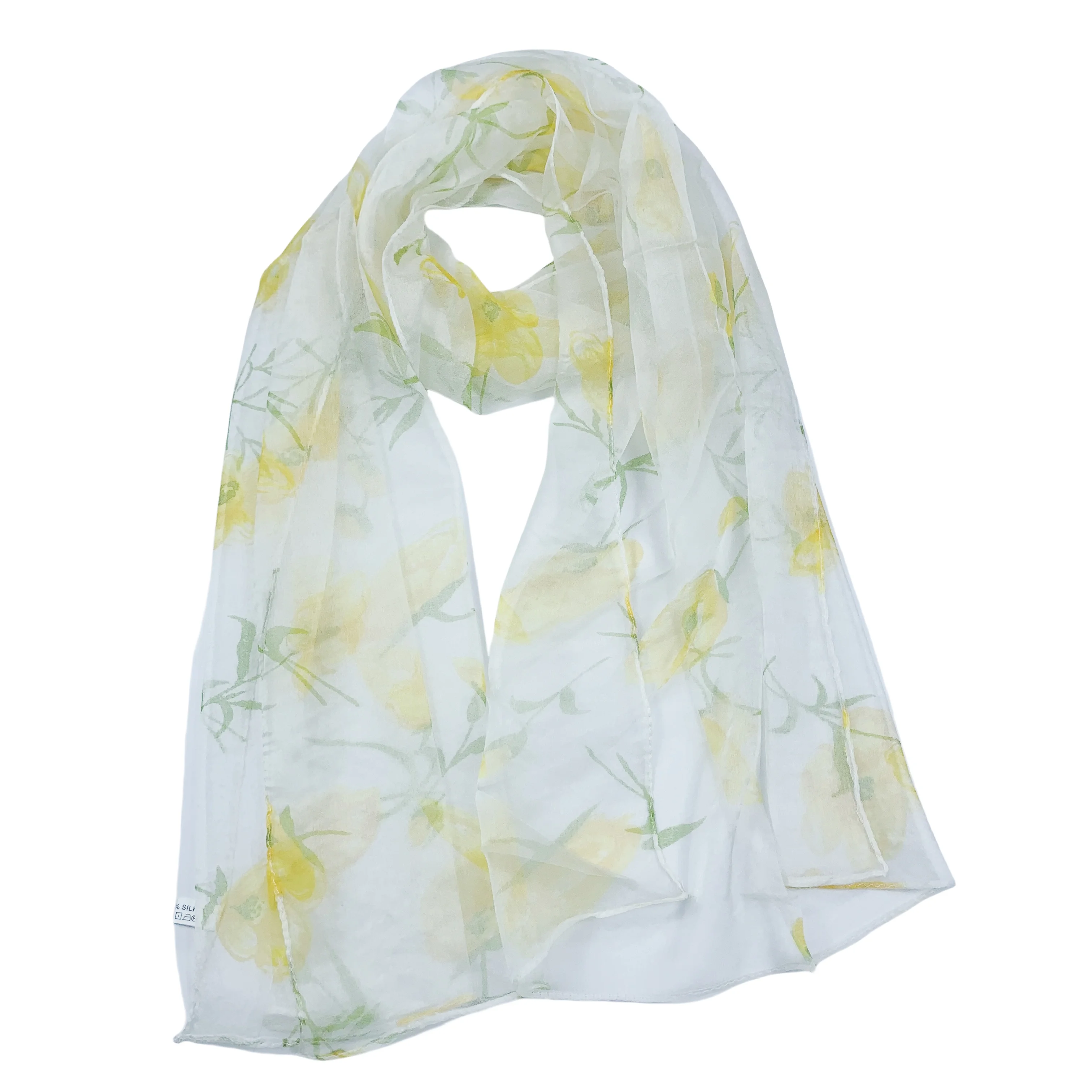 

100% pure silk scarf brand new fashion scarves 50Cm*150Cm Neckerchief yellow flower inflorescence