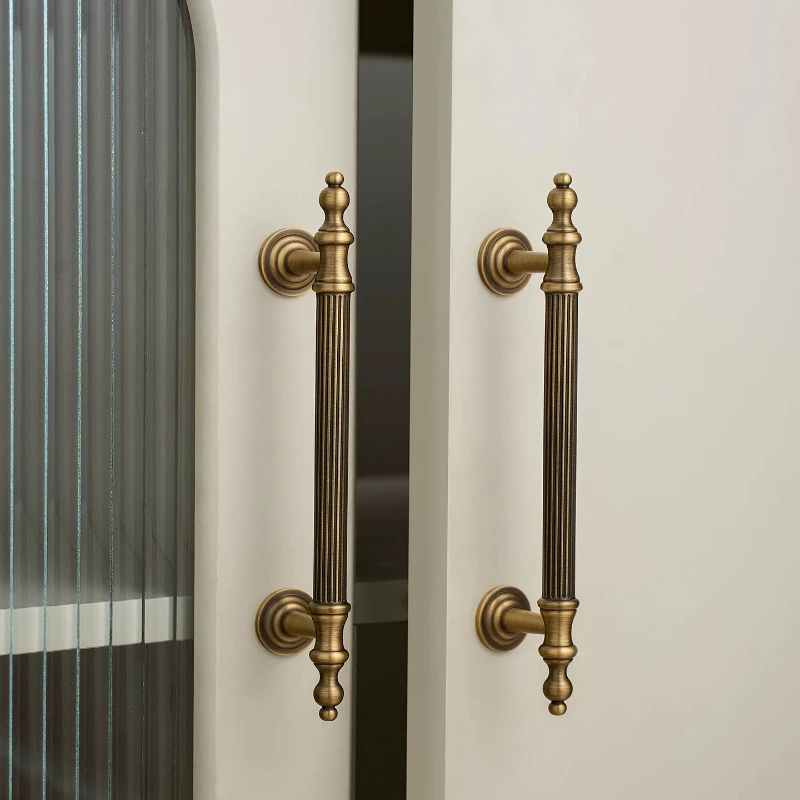 Creative Bronze Furniture Cabinet Striped Handle American Drawer Cabinet Handle Light Luxury Retro Brass Wardrobe Handle