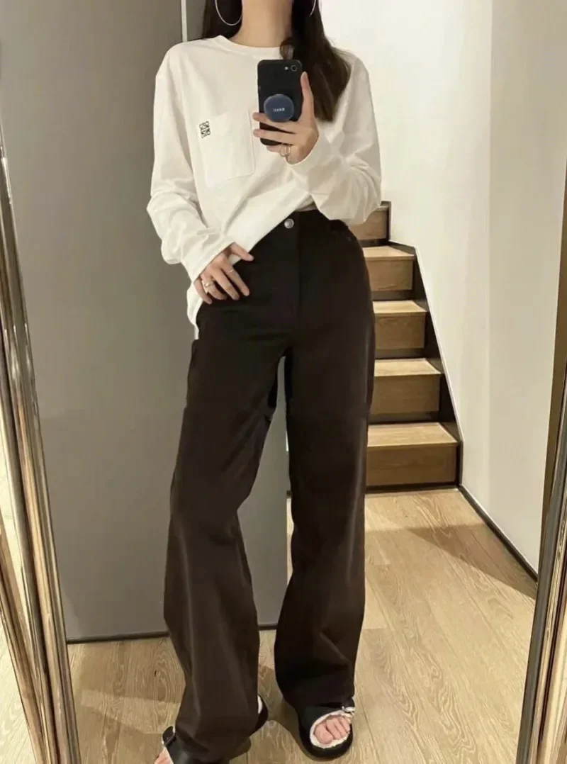 

Autumn and Winter Retro Fashion Cotton Corduroy High Waist Wide Leg Casual Trousers Women Pants