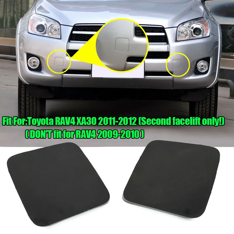 

2Pcs Front Bumper Tow Hook Covers Black Left Right Bumper Tow Hook Eye Cover Caps Car Accessories for Toyota RAV4 XA30 2011-2012