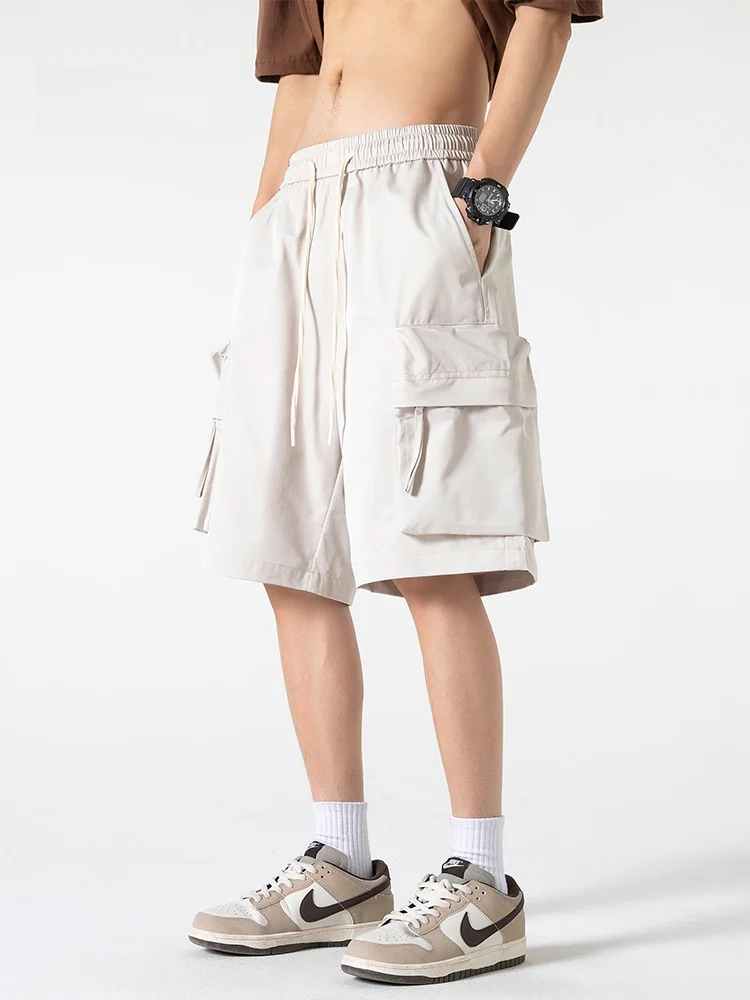 

MMOPTOP 2024 Summer New Vintage Men's Casual Workwear orts Loose Fit Straight Leg Versatile Polyester Fiber Youthful Energy