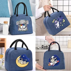 Lunch Bag Thermal Cooler Tote for Work Insulated Canvas Zipper Travel Food  Picnic Storage Bags Unisex  Astronaut Series Handbag