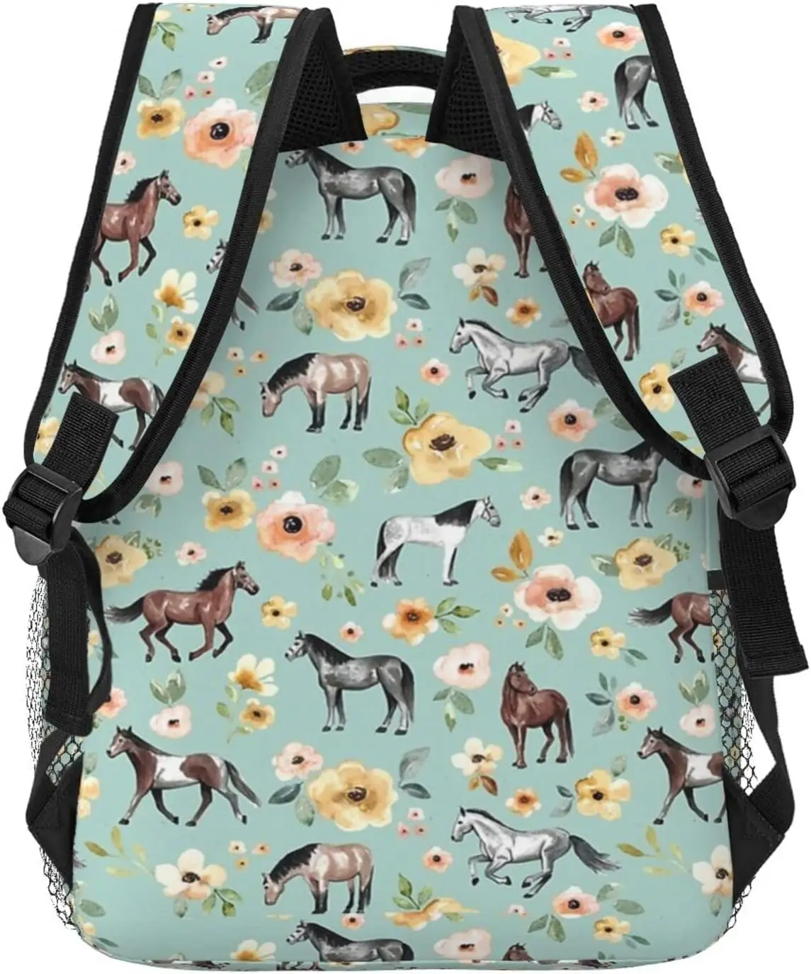 Cute Horse Flowers Backpack Lightweight Laptop Backpacks College Bookbag for Travel Hiking