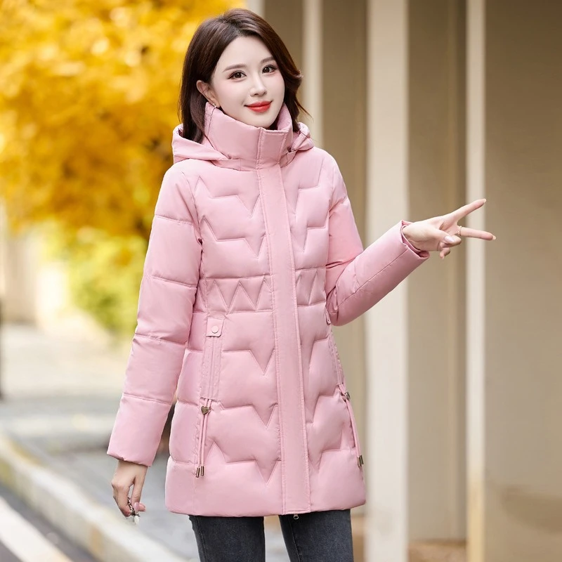 Women's Medium and Long Winter News Slim and Thin Thickened Korean Version Hooded Jacket Comfortable and Beautiful Fashion