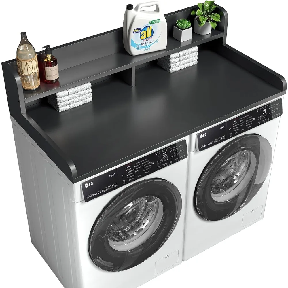 2-Tier Washer Dryer Countertop with Edge Rails & Non-Slip Pads, 54