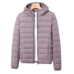 Chaqueta con capucha para mujer, abrigo de plumón de pato blanco, ultraligero y fino, informal, cálido, portátil, 2023, otoño e invierno, 90%