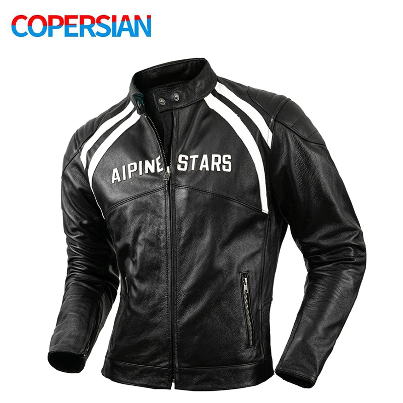 

Men's Leather Biker Jacket Retro Short Club Cycling Wear 100% First Layer Cowhide Leather Jacket Mounting Protector MOTO Biker