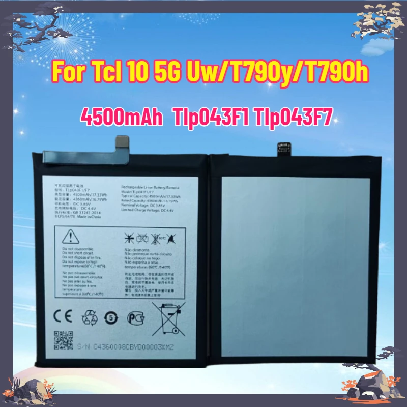 

New 4500mAh Battery Tlp043F1 Tlp043F7 For Tcl 10 5G Uw/T790y/T790h Battery Alcatel Tlp043F1/F7