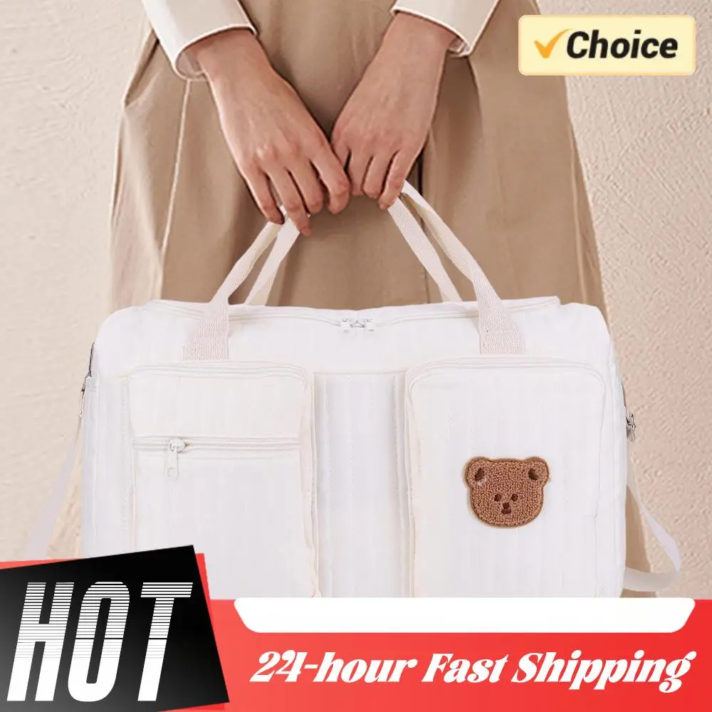 

Quilted Mommy Bag Large Capacity Weekender Bag Cute Travel Bag for Hospital and Weekender Travel