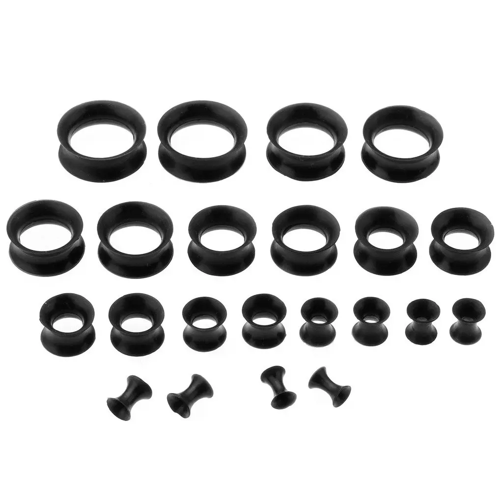 22pcs 8G-3/4 Ultra Thin Silicone Double Flared Flexible Tunnel Ear Stretching Plug Gauge Kit - 11 Pairs