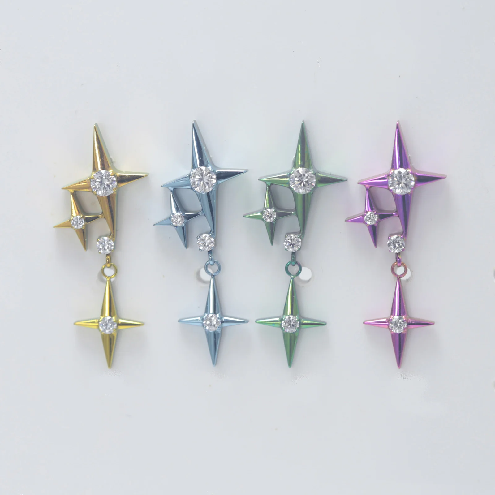 Анодированная 16 г ASTM F136 Титан Звезда Лабрет-гвоздик-цепочка Подвеска Висячие серьги-спирали в форме ушалки Спираль Ювелирные изделия для пирсинга