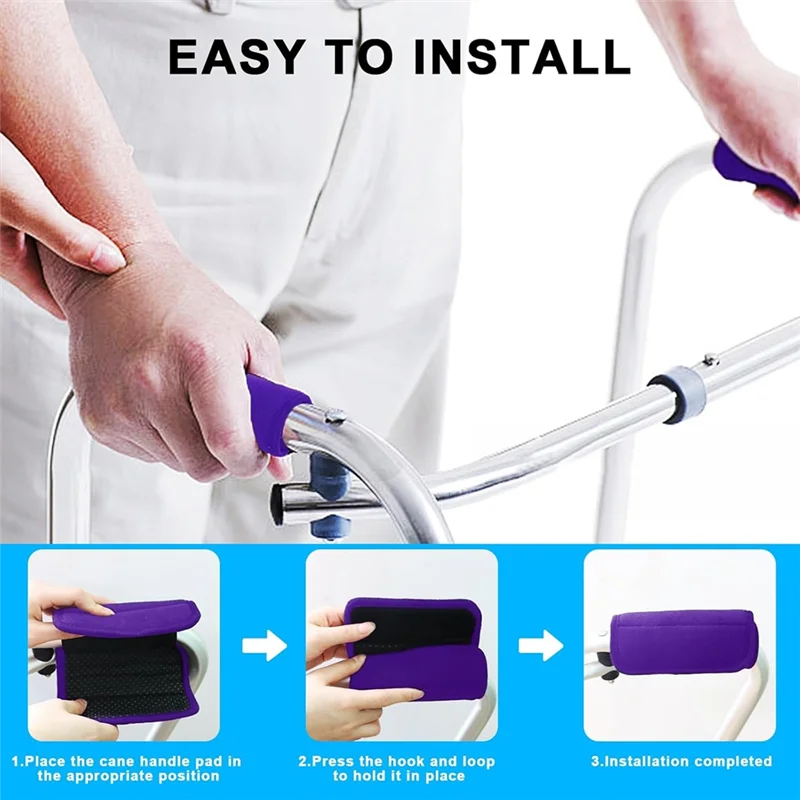 ABAE-2Pack Purple Walker Padded Grip Covers, Comfort Cushions For Rolling Walker Handles