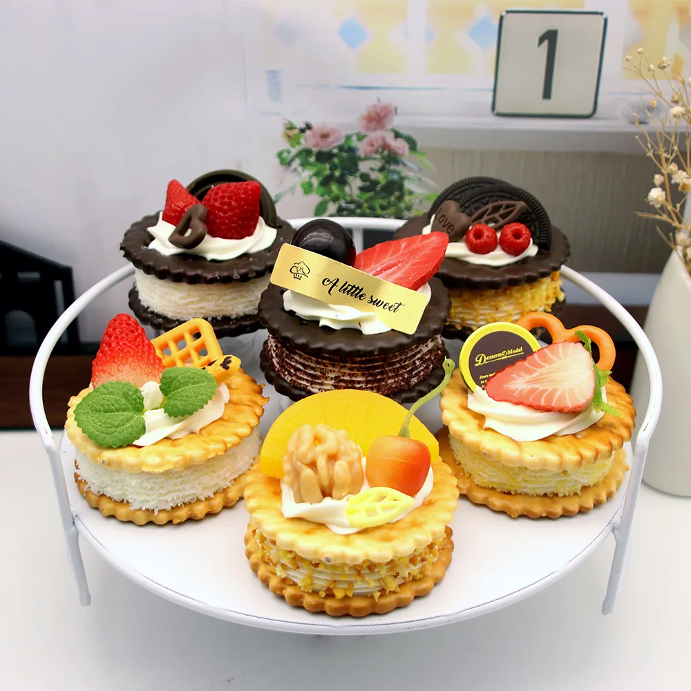 偽のクッキーシミュレーションモデルの小道具、ソーダ、サンドイッチ、クッキー、ベーカリー装飾品、甘いテーブル装飾、結婚披露宴、家の装飾