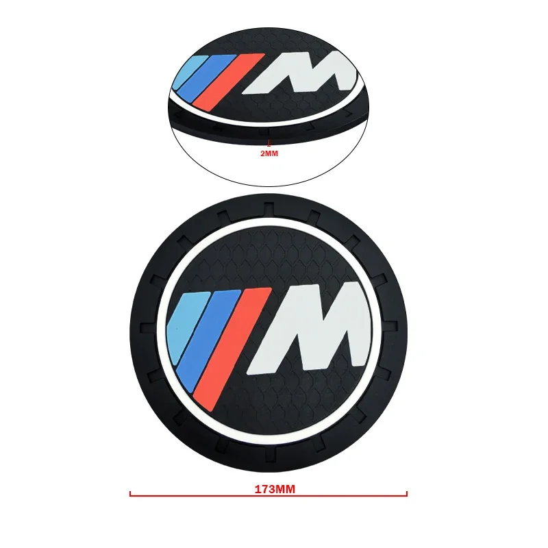 Car Coasters Silicone Water Cup Pads Non-Slip Mats Universal For BMW M Performance G01 F22 F23 E46 E93 E39 G26 F02 F06 G32 G20