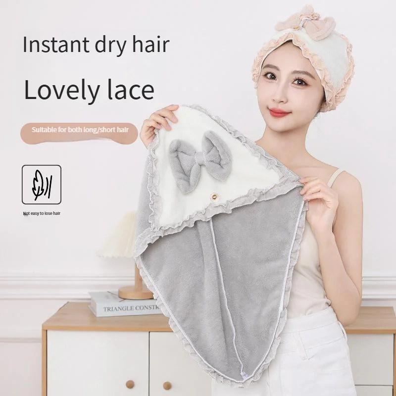 New Style Women Butterfly Dry Hair Cap Super Absorbent Quick Drying Thickened Cute Hair Towel Wrap Soft Coral Velvet Shower Cap
