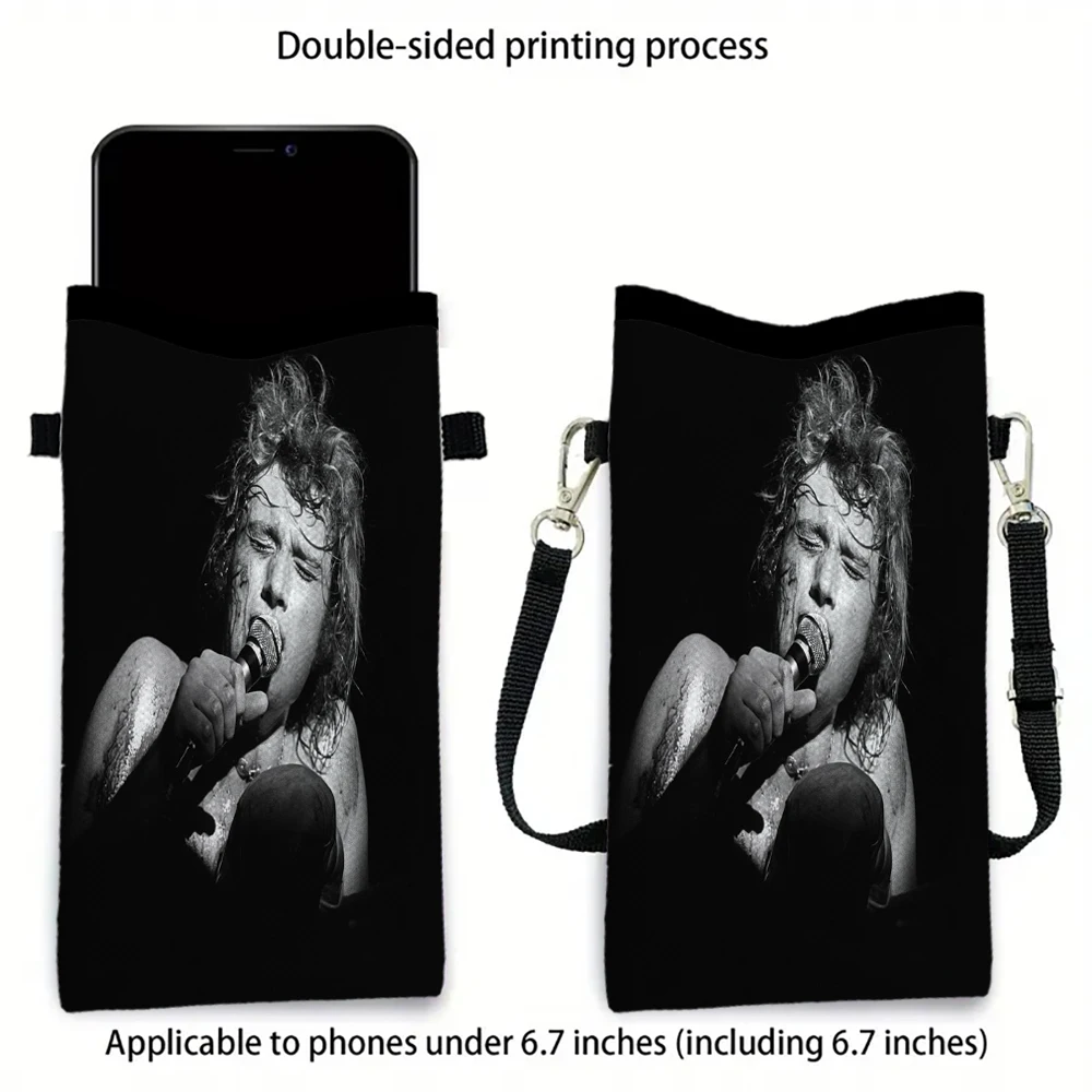 Johnny Hallyday Phone Pouch with Lanyard, Exquisite Pattern Print Crossbody Bag Shoulder Bag Mobile PhoneCase 3.3