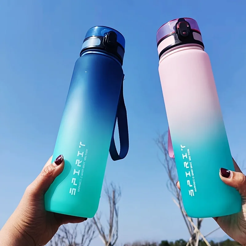 1PC 500/650ml/1000ml Gradient Color Sports Water Cup, Portable Leakproof Flip Top Water Bottle, for Sports, Fitness, Travel