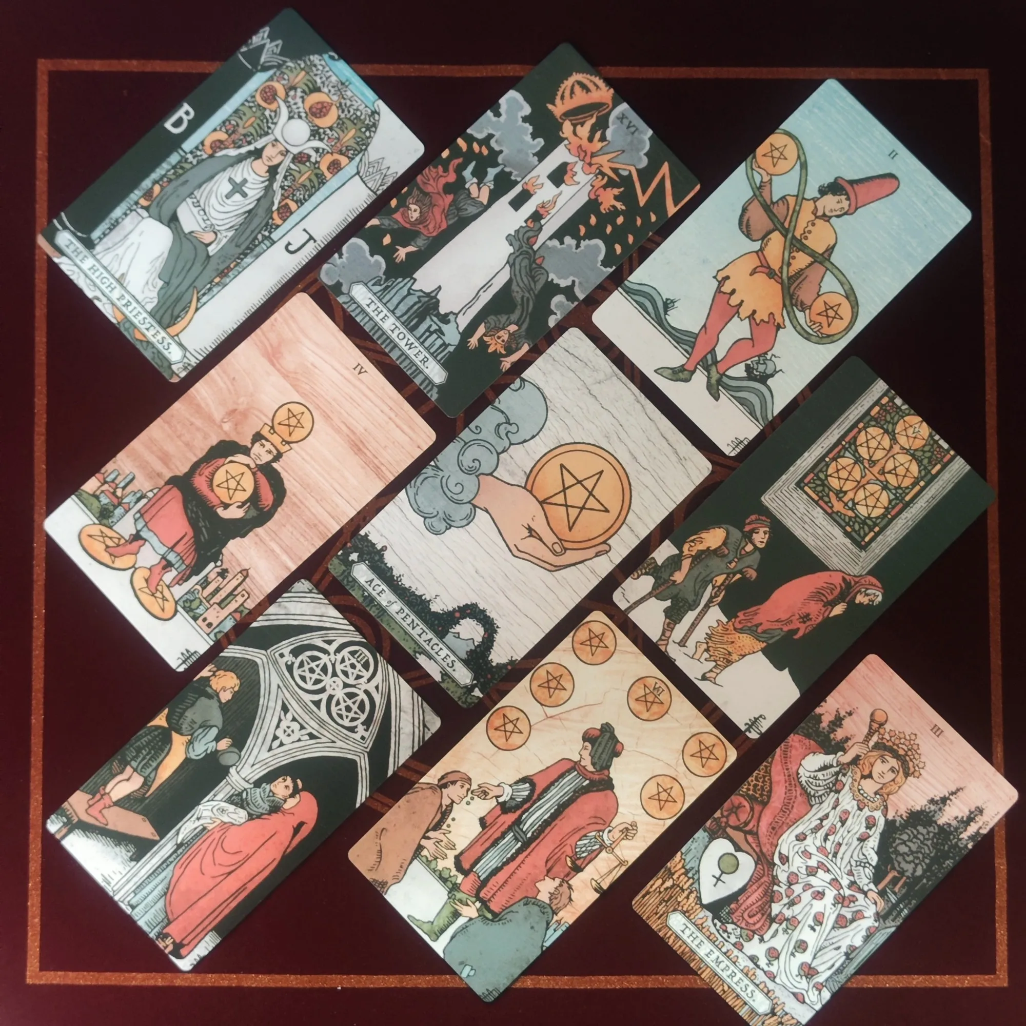 12 * 7 cm Ringen van Fortuin Tarot met houtnerf texturen 78 stuks Tarotkaarten Morandi Palette om traditioneel RWS Imagery te verbeelding