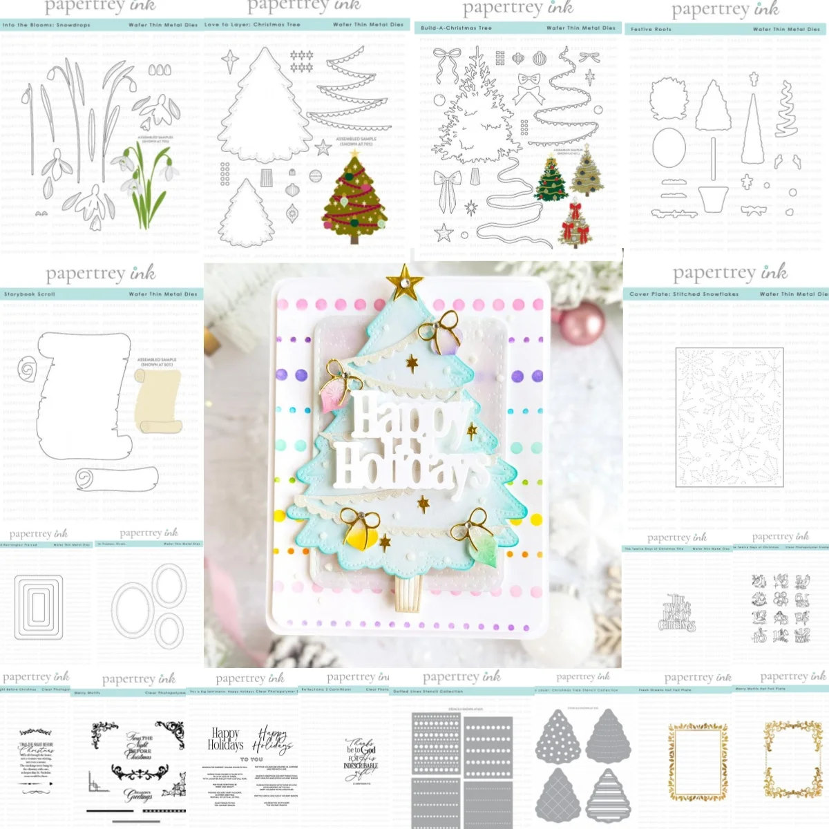 

Christmas Collection Tree Snowdrops Metal Cutting Dies Clear Stamps Stencil Hot Foil for DIY Making Card Scrapbook Decoration
