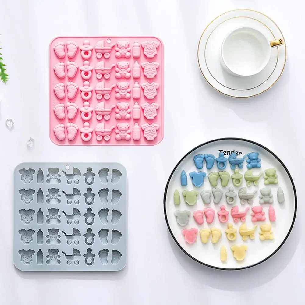 1/2Pcs 17.5cm Silicone Baby Feet Mold Baby Bottle Pacifier Baby Onesie Carriage Bear Molds BPA-Free Chocolate Candy Making Kit