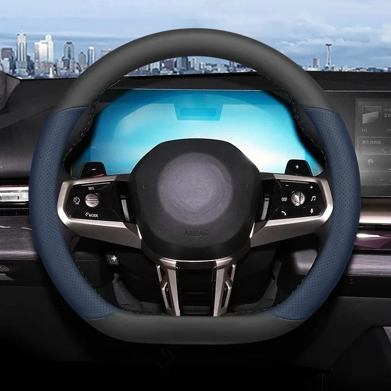 

Leather Steering Wheel Cover for BMW 5 Series 525Li/530Li 2024 - Anti-Slip Universal Fit (35cm-38cm) Interior Accessories