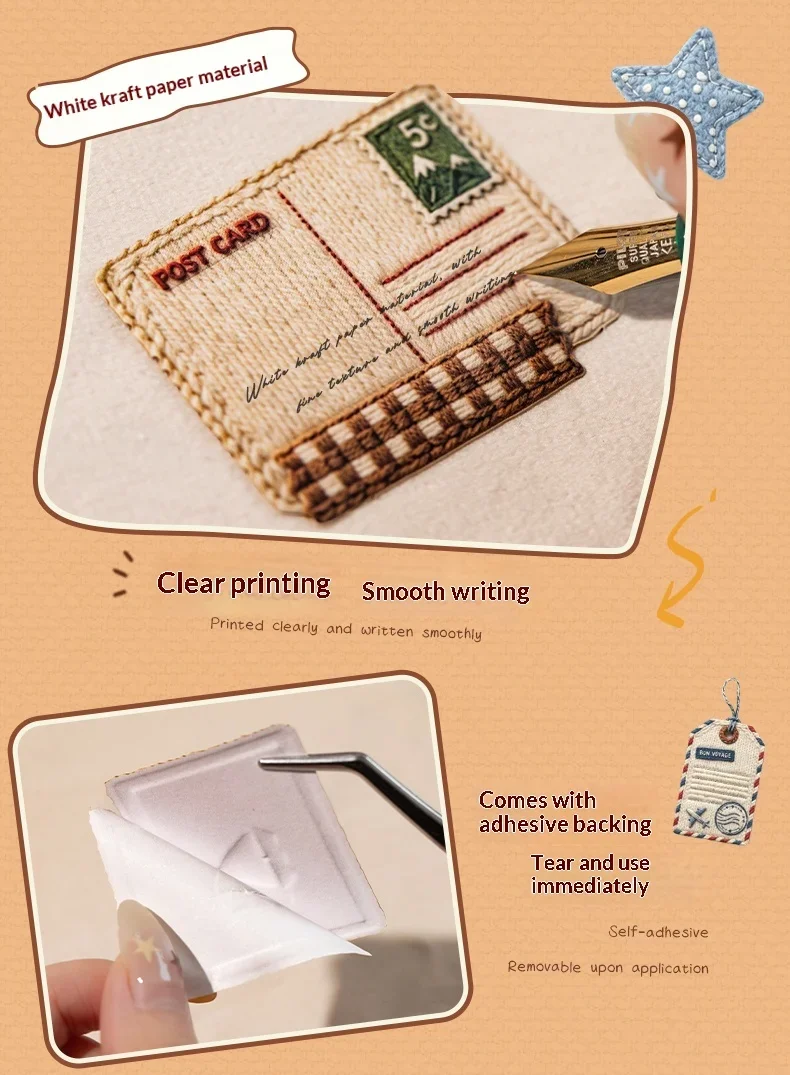 JIANWU Vintage Weave Label Relief Landscape Material Collage Scrapbooking Sticker Creative DIY Journal Stationery