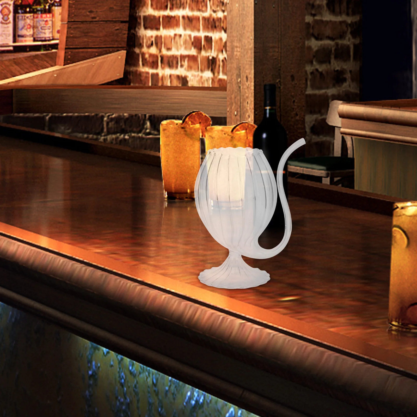 

1Pcs Clear Creative Juice Glass Wine Cup Transparent Straw Drinking Cup Party Supply Wine Glass Container Household Glassware