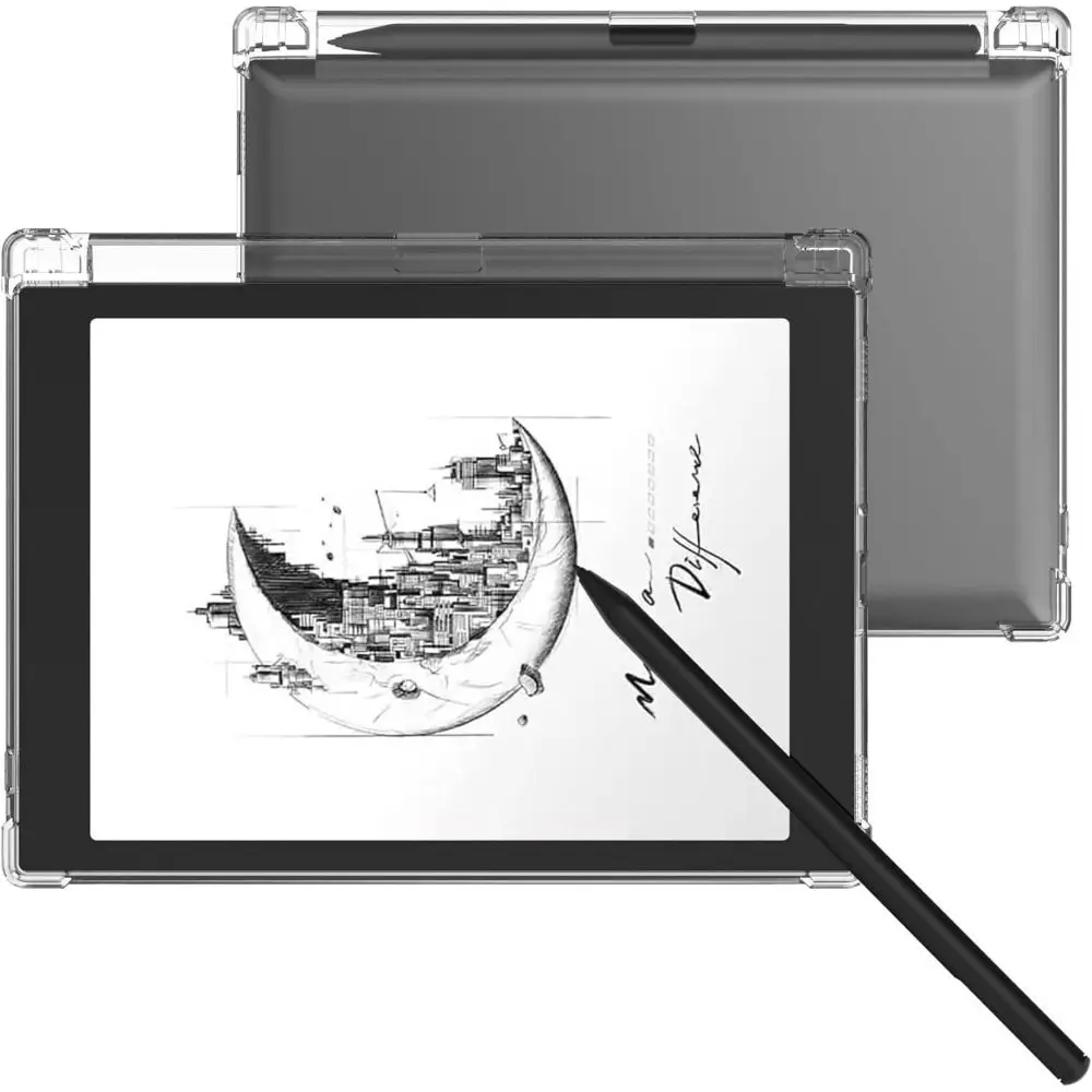 Transparent E Ink Tablet Case with Pen Holder Shockproof e-Reader Cover TPU Airbag for Boox Palma/Note Air 3 C B/W Tab 10C