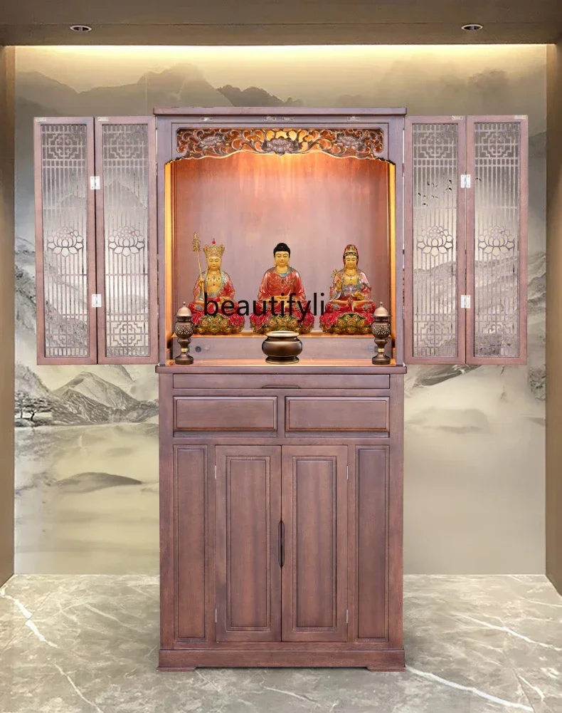 

Solid Wood Buddha Niche Home Buddha Cabinet Guanyin Table Bringer of Good Fortune New Chinese Clothes Closet Modern Simple