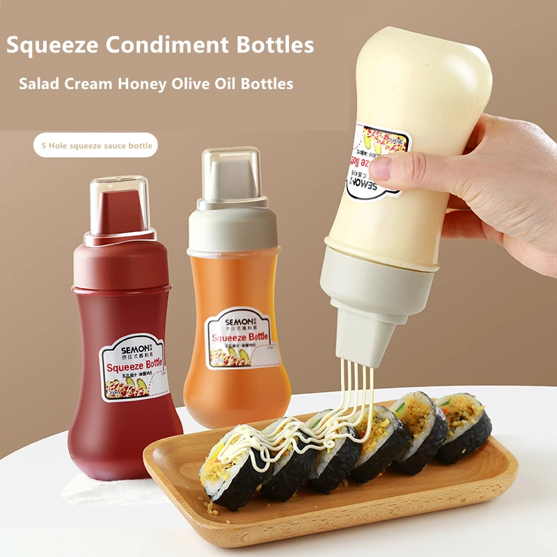 Condiment Squeeze Bottles With Nozzles Plastic Ketchup Mustard Hot Sauces Olive Oil Bottles Kitchen Condiment Tools  Accessories