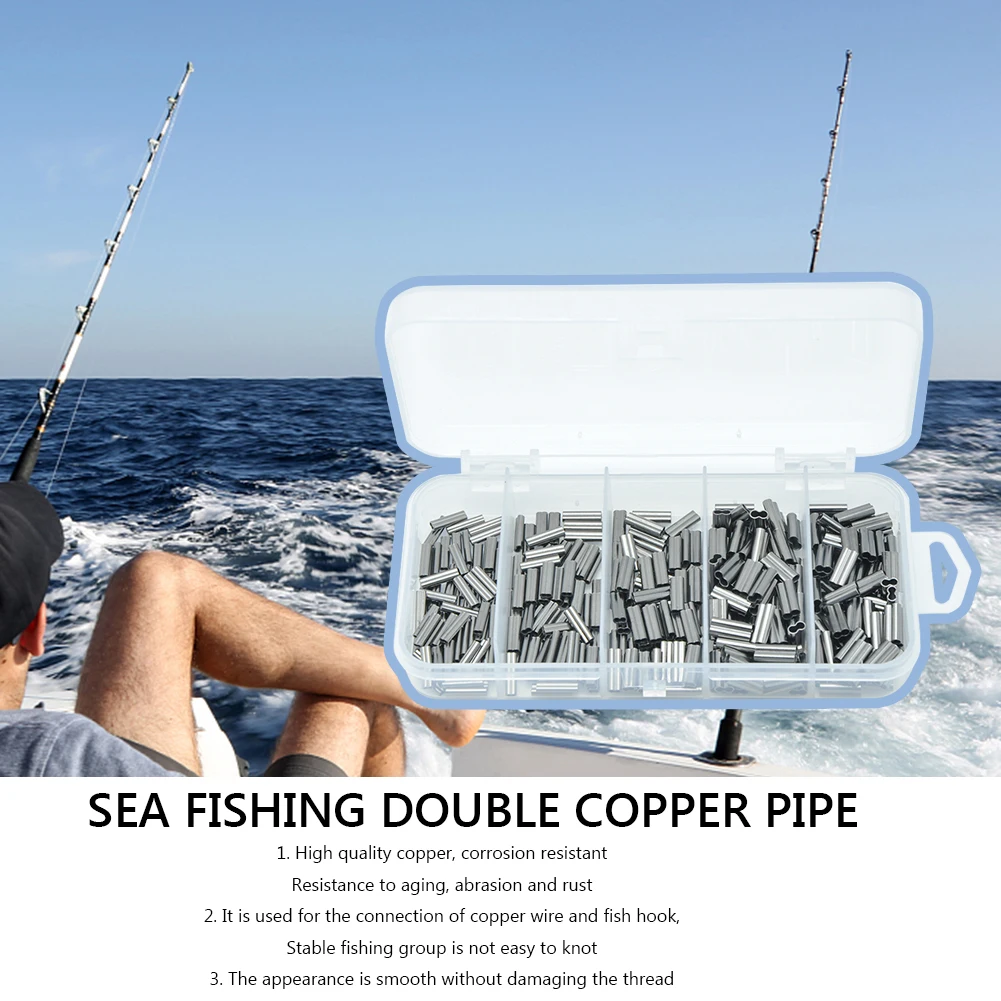 300 قطعة الصيد تجعيد الأكمام برميل مزدوج 1.0-1.8 مللي متر النحاس العقص حلقة كم عالية القوة استبدال عدة تزوير معالجة #5