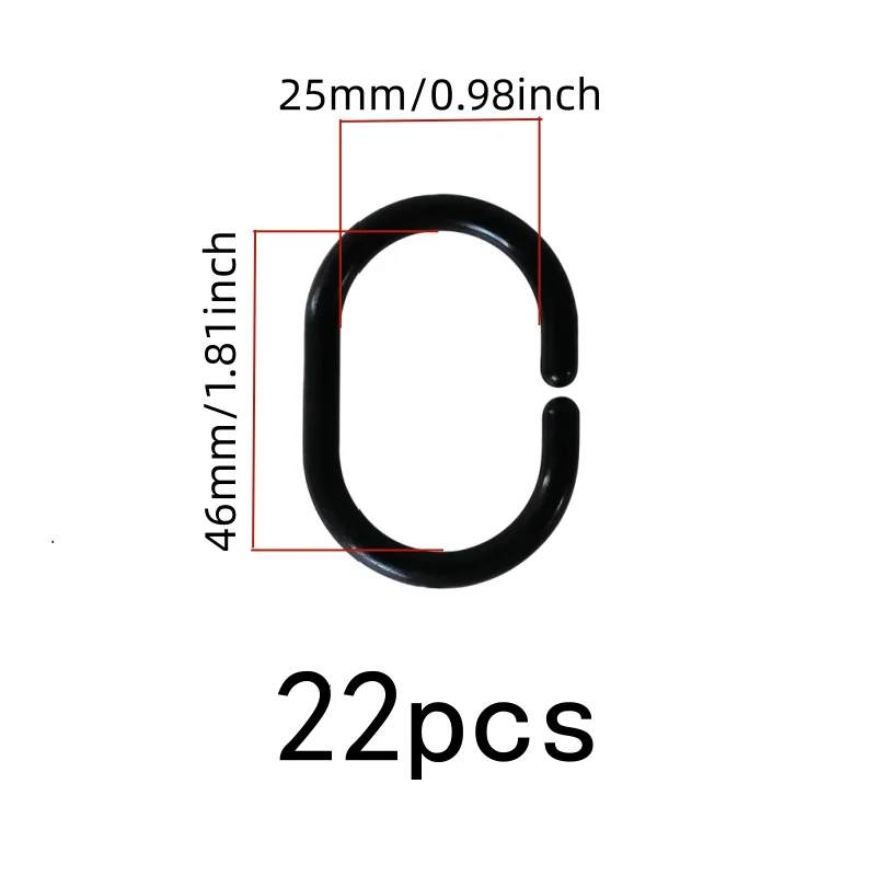 22 pcs Bathroom Drapery Rings, Easy Snap-On Closure, Home Toilet Partition Bathroom Shower Curtain, Durable Plastic Body