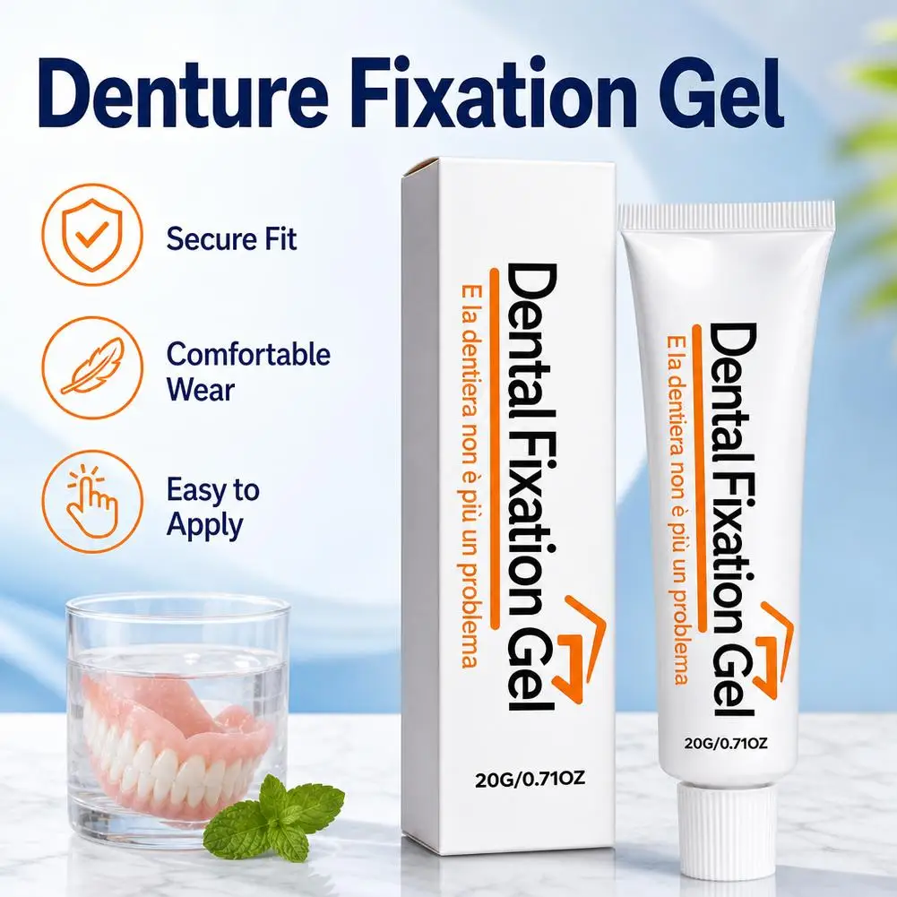 Dental Fixation Gel Firm Hold Denture Adhesive Gel 20ml Comfortable Stable Fixing Cream For Denture LongLasting Secure Grip