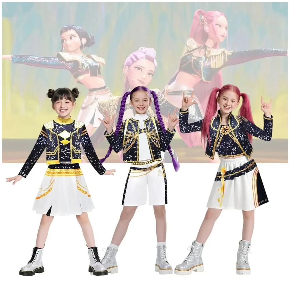 أطفال زوي رومي ميرا المرحلة ملابس تأثيري الفتيات الأسود زي موحد هالوين حفلة لعب الأدوار المطبوعة فستان بتصميم حالم حتى الدعاوى