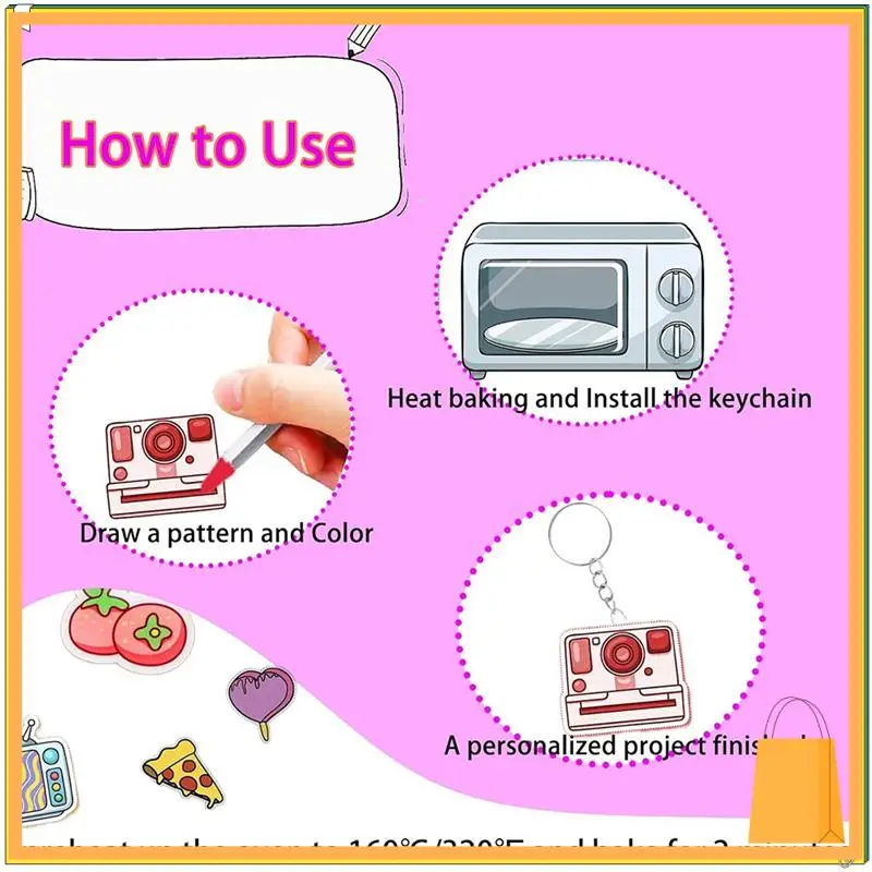 

L53A-160Pcs Shrink Plastic Sheets Kit,7.9 X 5.7 Inch Shrink Paper Sheets And Keychains Making Accessories For Kids DIY Craft