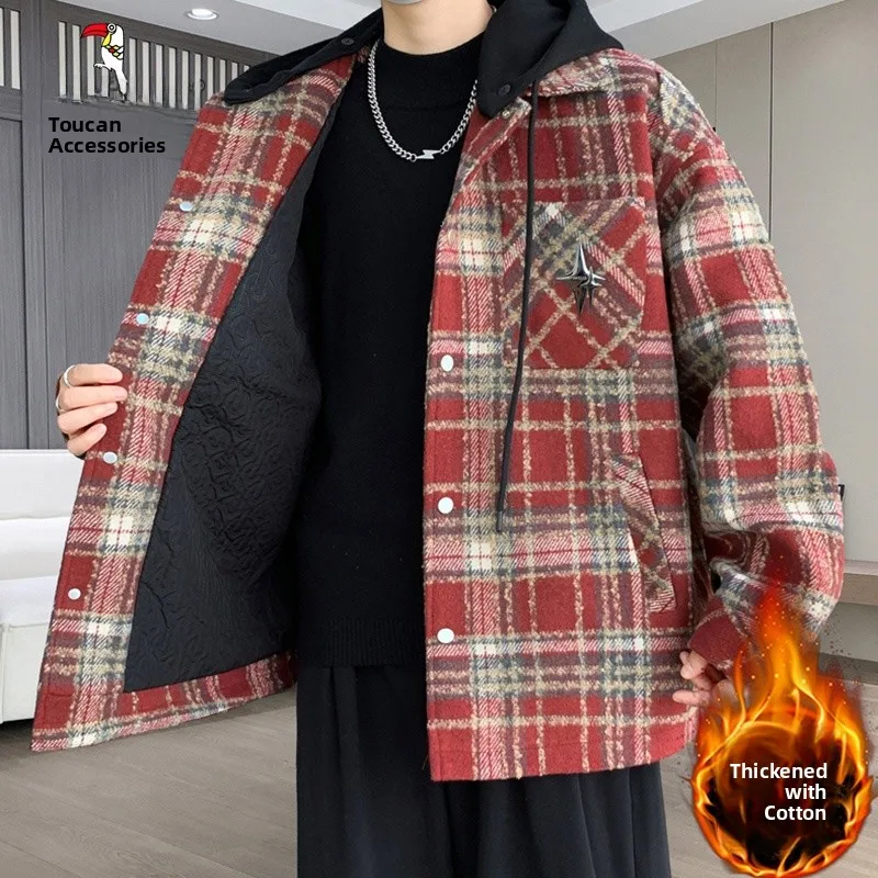 

TUCANO 2025 New Men's Hooded Loose Cotton Jaet Faionable ular Windproof Thiened Cotton-Padded Upper Apparel