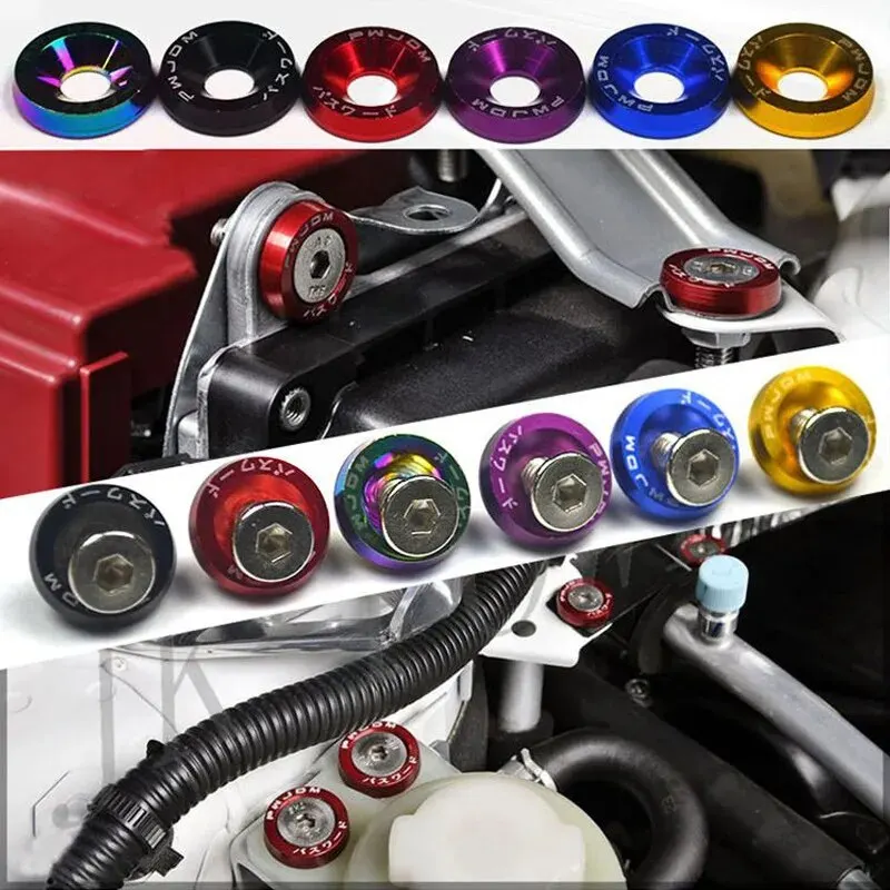 

10 PCS M6 Car Modified Fasteners Fender Washer Bumper Engine Concave Screws Fender Washer License Plate Bolts Car Styling Gasket