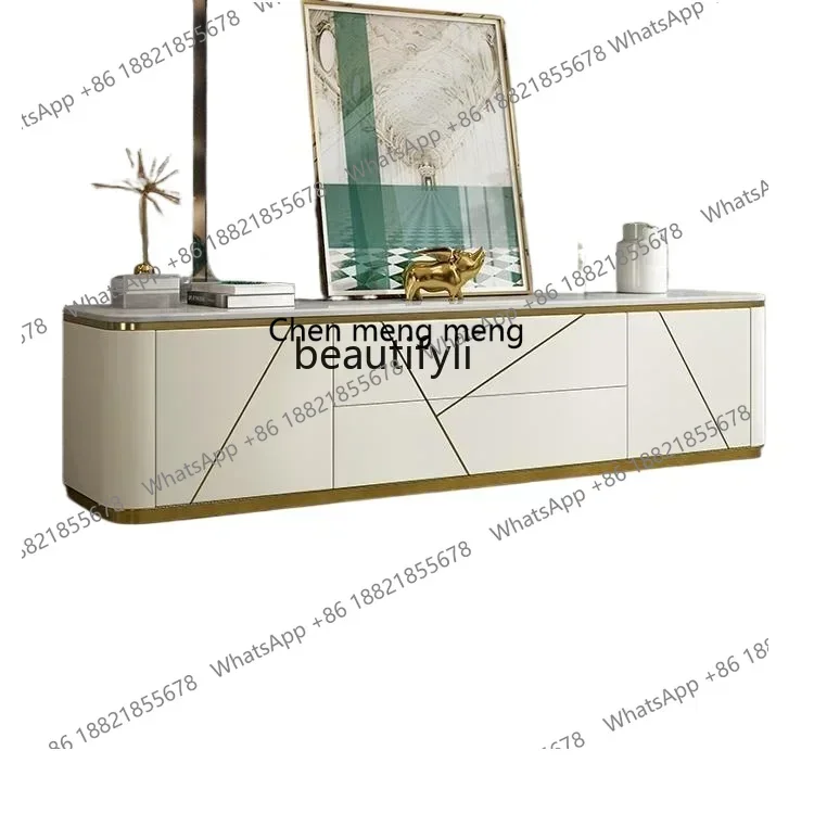D178   Light luxury marble TV, coffee table combination, living room storage, floor cabinet TV counter