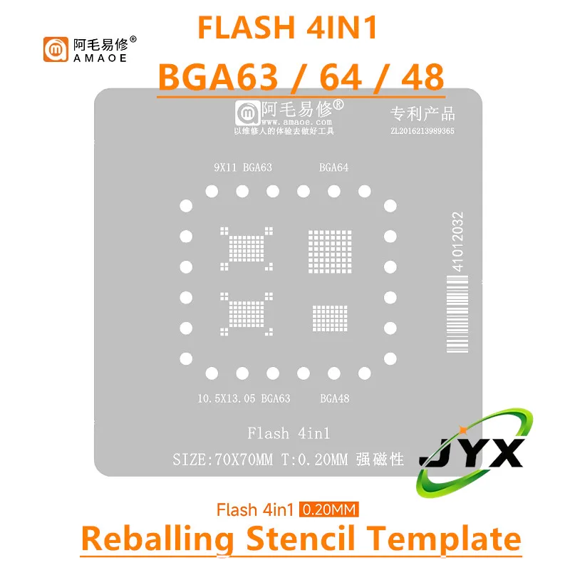 Amaoe BGA63 BGA64 BGA48 Reballing Stencil Template For NAND Flash memory Positioning Solder Plate Tin Net