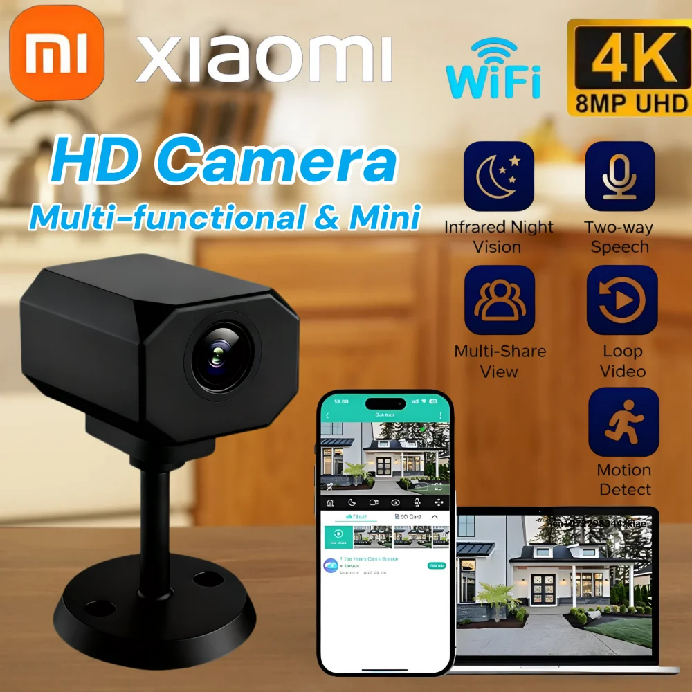 كاميرا أمان Xiaomi 4K HD WiFi للمنزل، مراقبة IP داخلية ذكية صغيرة مع تطبيق مراقبة عن بعد، تصميم محمول 2025 #1