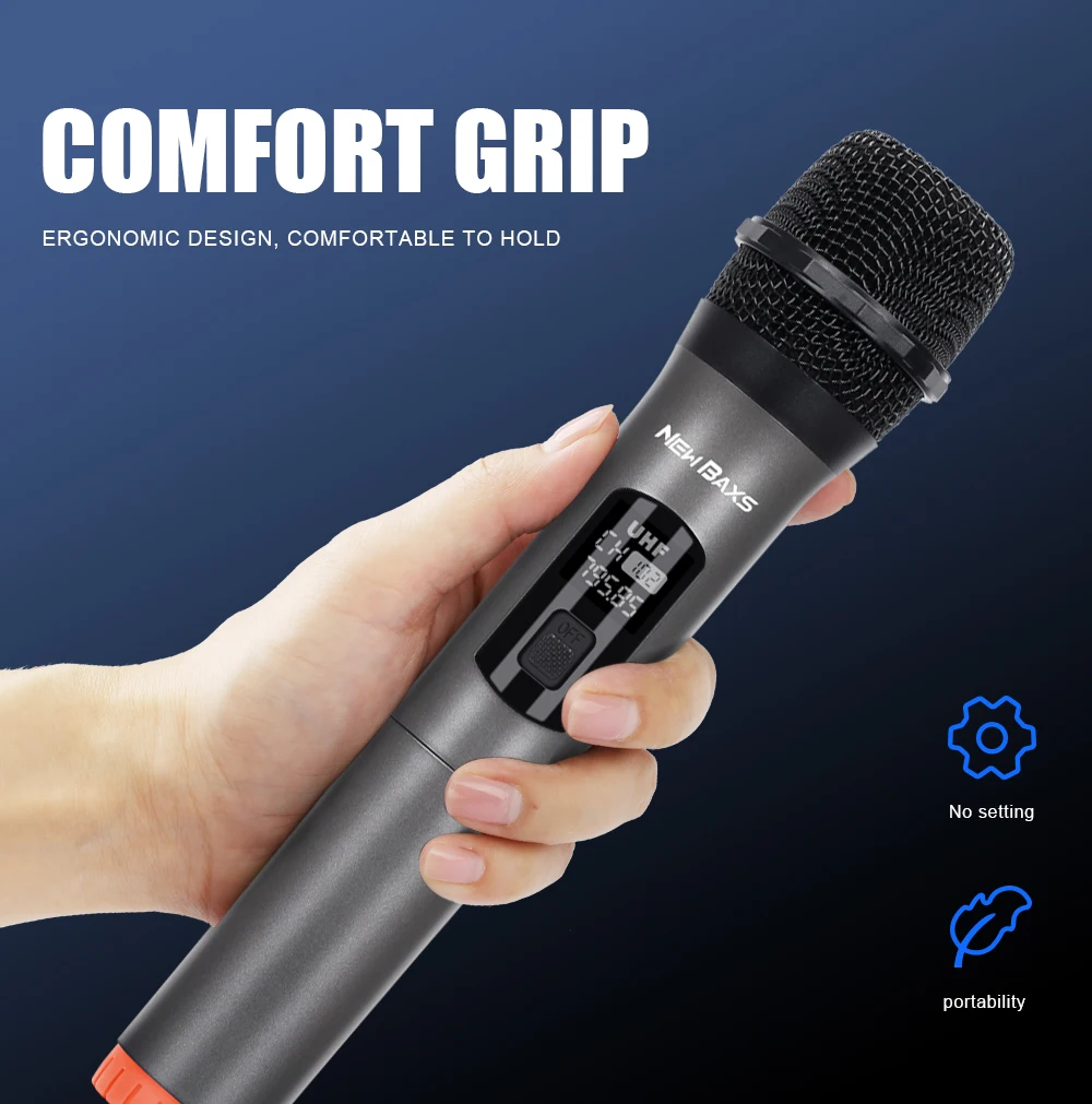 Wireless Microphone UHF Fixed Frequency 2 Channels Handheld Mic Micphone For Party Karaoke Professional Church Show Meeting