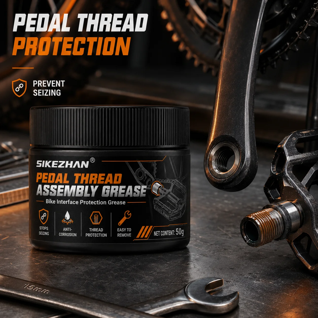 SIKEZHAN 50g Bicycle Pedal Thread Assembly Grease Anti-Seize Corrosion Protection Crank Interface Lubricant for MTB Road Bikes