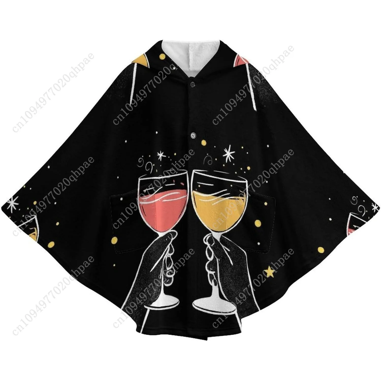 سترة بطانية مريحة من الفلانيل، هوديي كبير الحجم مع نجوم مع جيوب للأطفال والمراهقين #4