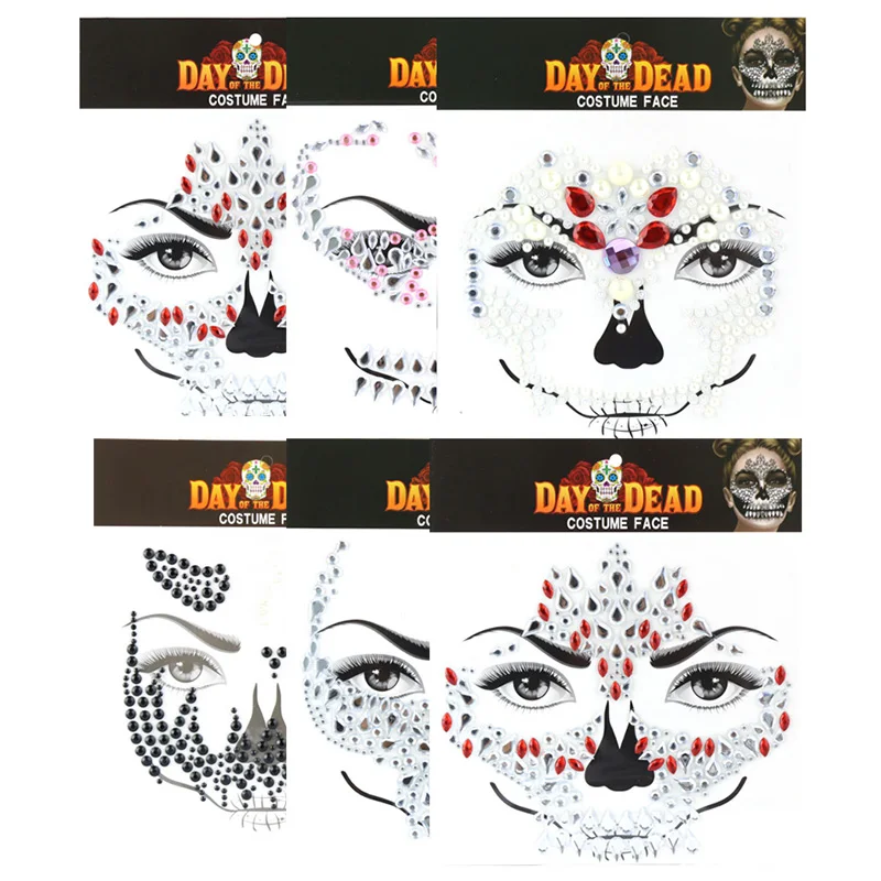 Halloween Stage Performance Face Decoration Rhinestone Temporary Tattoo Sticker Face Gem DIY Brow Diamond Party Face Jewelry